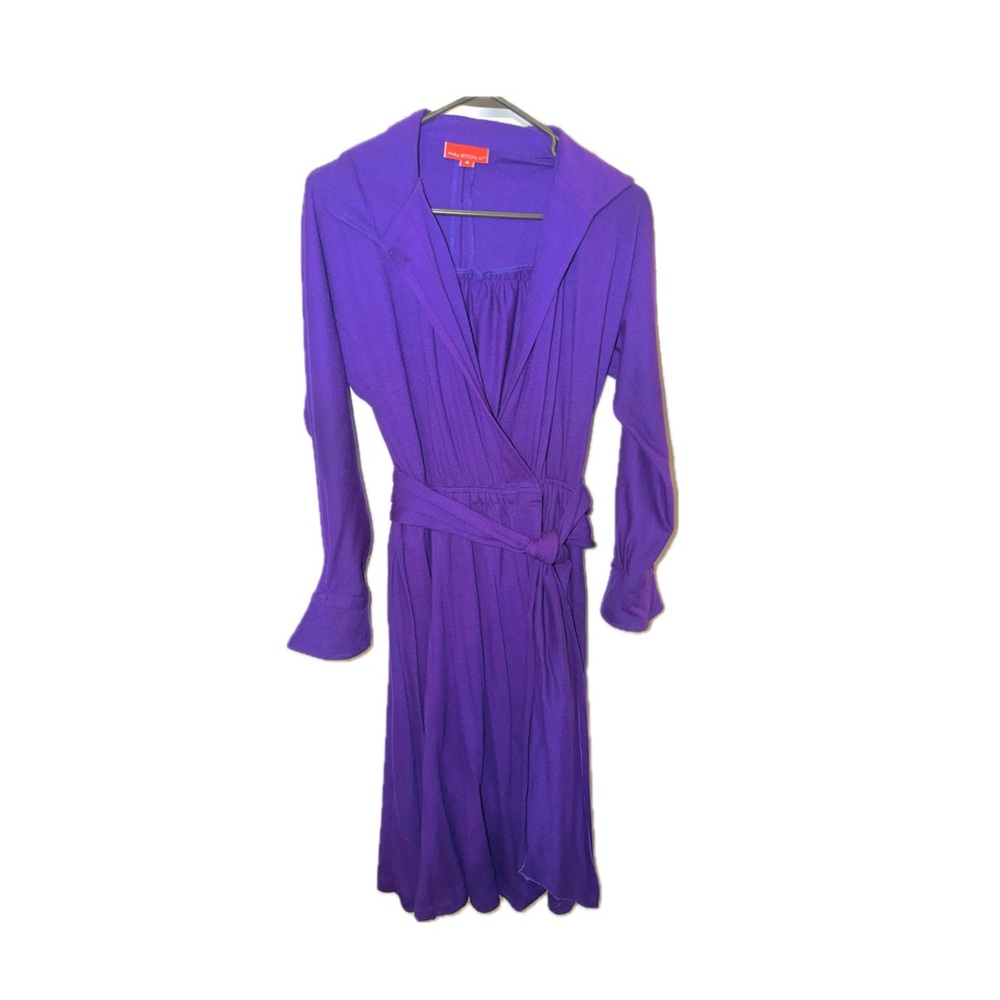 Vintage Halston III Purple Wrap Dress Size 4 100% Wool
